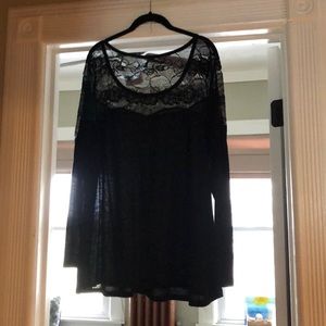 Torrid black lace long sleeve shirt size 2/3